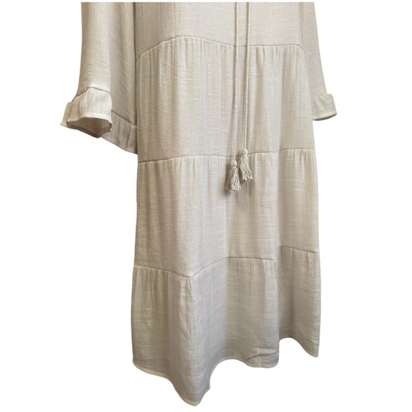 NAÏF Three-Tier Ivory Rayon Babydoll Prairie Dress Women’s Size Large NWT - Picture 8 of 17